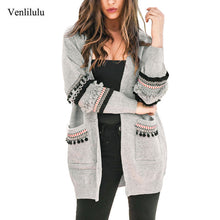 Load image into Gallery viewer, 2019 Autumn Long Cardigan Women Sweaters Ladies Long Sweater Women Knitted Sweater Female Long Sleeve Loose Cardigans Coat
