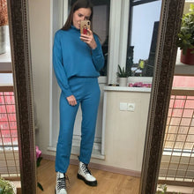 Load image into Gallery viewer, Casual Sweater Pants Knitted 2 Pieces Set Turtleneck Pullovers &amp; Elastic Waist Pants Women Sweater Sets 2019 Autumn Knitted Set
